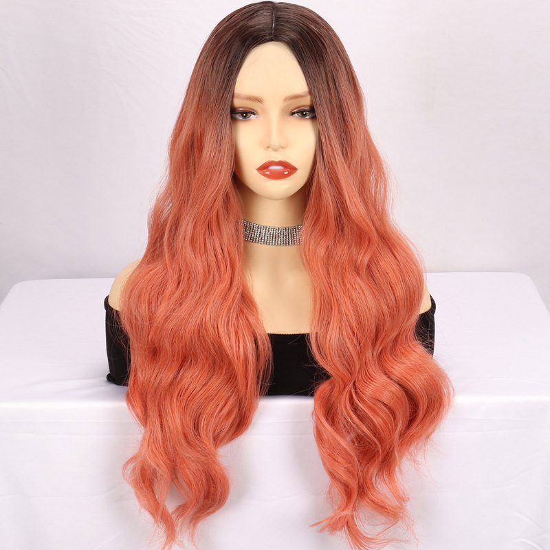 Mid Length Curly Hair With Large Waves And Gradient Smoke Gradient Gray Pink - Shop at LoveMi