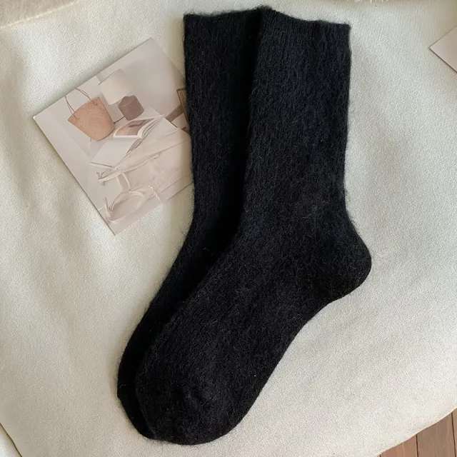 Autumn And Winter Solid Color Wool Socks Black - Shop at LoveMi
