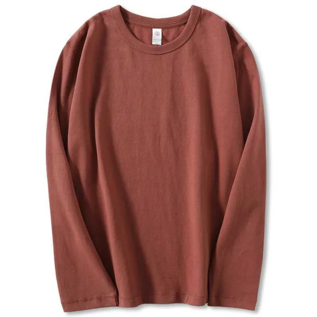 Cotton Brushed White Long sleeved Shirt Loose Large Size Versatile Round Neck Bottoming Shirt For Women Autumn And Winter Rosewood - Shop at LoveMi
