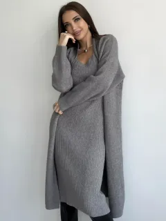 Knitted Dress Fashion Women's Wear Knitted Long Sleeve - Gray - View 1