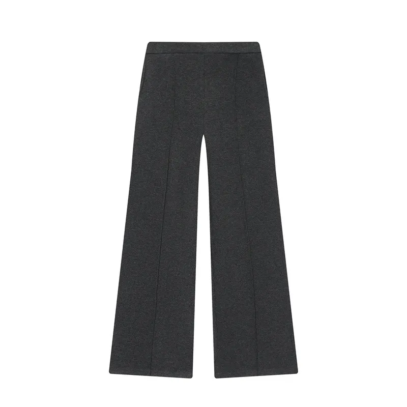 Autumn New Soft Short-sleeved Top Wide-leg Pants - Dark Gray Pants