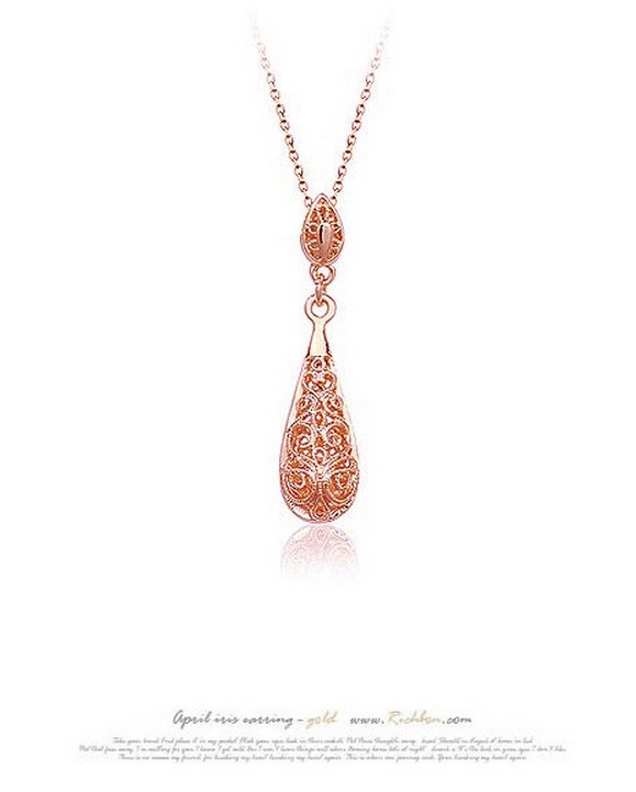 Jewelry Metal Hollow Pattern Water Drop Women's Earrings And Necklace Set