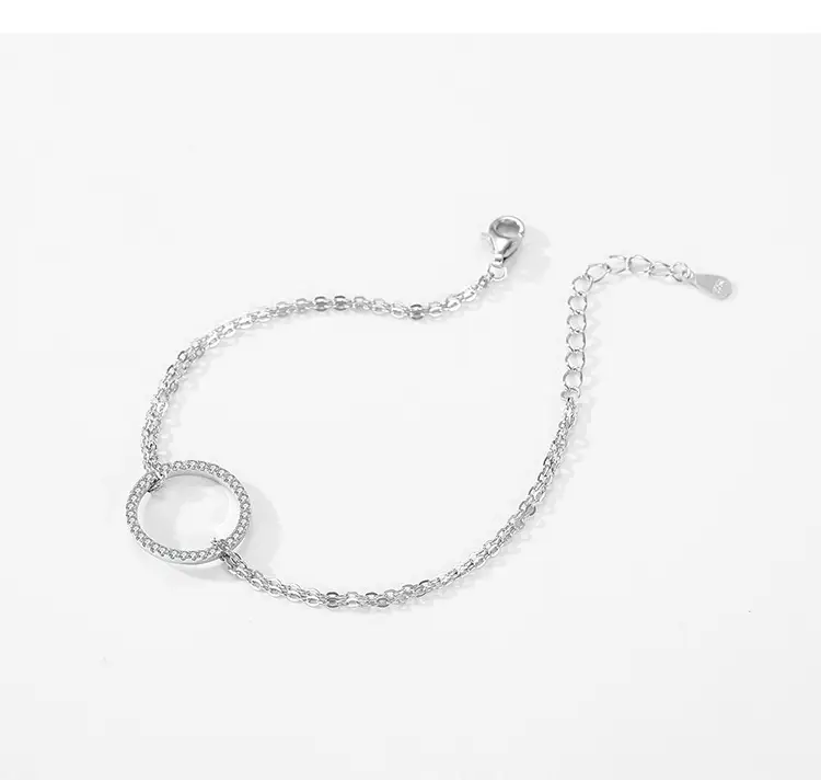 Women's Sterling Silver Exquisite Round Micro-inlaid Bracelet