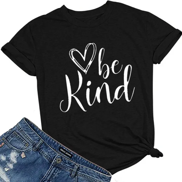 Heart Trendy Short Sleeve Crew Neck T shirt Top Black - Shop at LoveMi