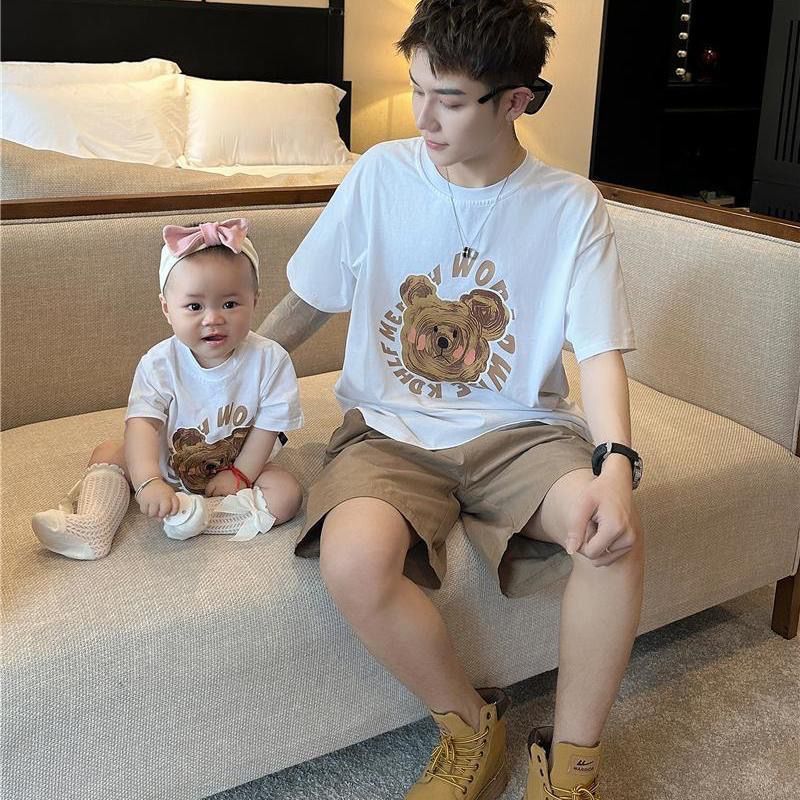 New Summer Cotton Parent-child Outfits Tops For A Family Of Three