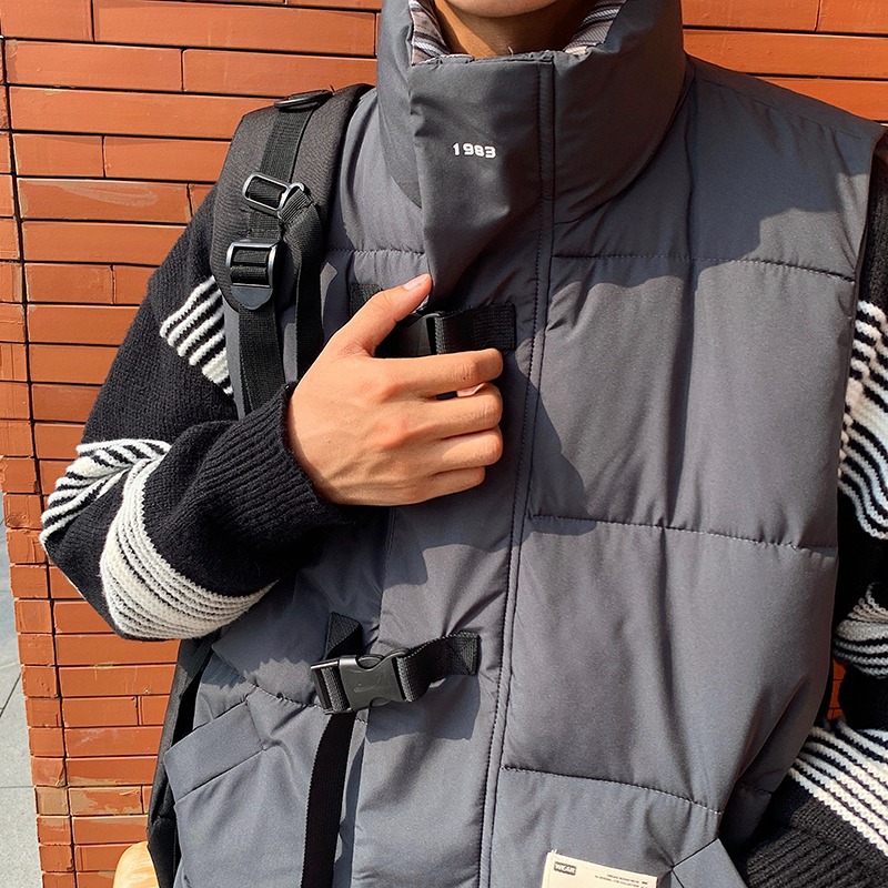 Warm Winter Layering Vest for Men, Gray Polyester Lining