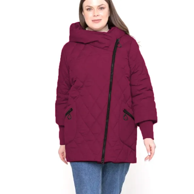 Women's Quilted Cotton Coat Mid length Winter Clothing Coat Wine Red - Shop at LoveMi