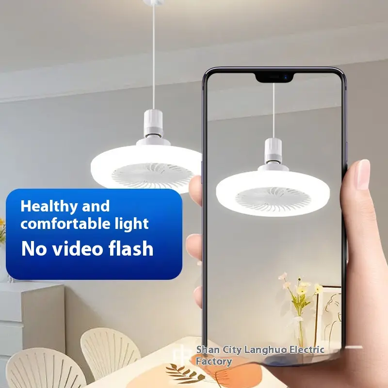 Intelligent Remote Control Led Fan Light E27 Screw Adjustable Light