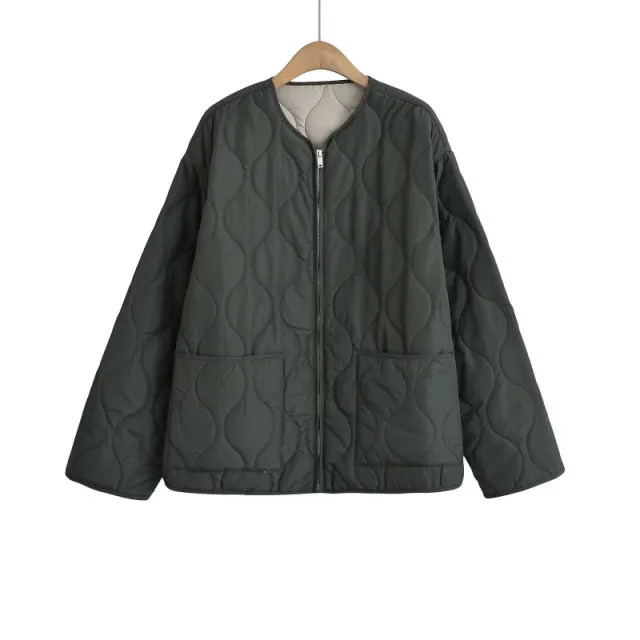 Autumn Loose Casual Cotton padded Jacket Coat Olive Green - Shop at LoveMi