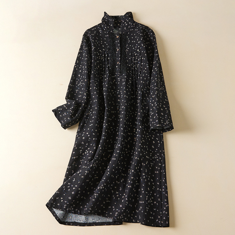 Fashion Loose Western Style Plus Size Cotton Linen Shirt Dress
