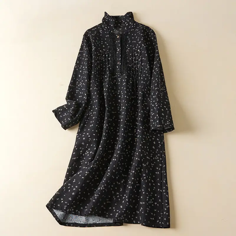 Fashion Loose Western Style Plus Size Cotton Linen Shirt Dress