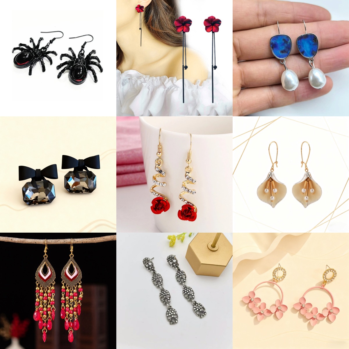 Fashionable Womens Accessories Rose Flower Pendant Earrings