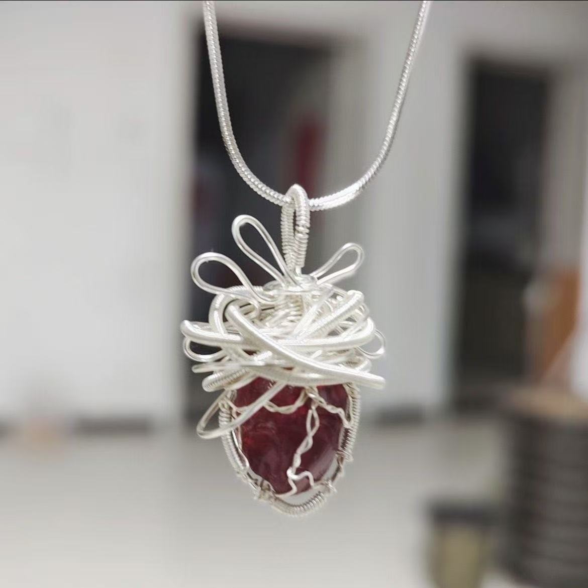Womens Aquamarine Heart Crystal Necklace - photo 3