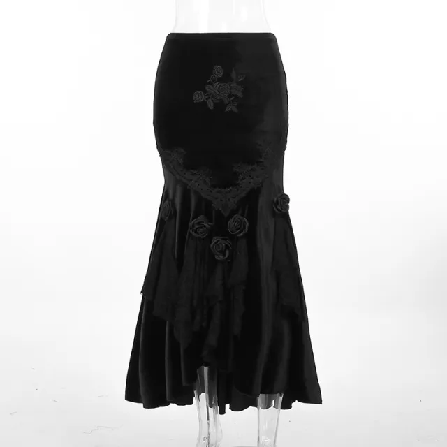 Sexy Dress Dark Goth Elegant Slim fit Sheath Fishtail Skirt Black - Shop at LoveMi