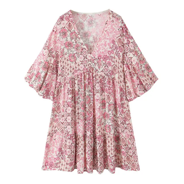 Floral Print Puff Sleeves Printed Dress - Shop at LoveMi