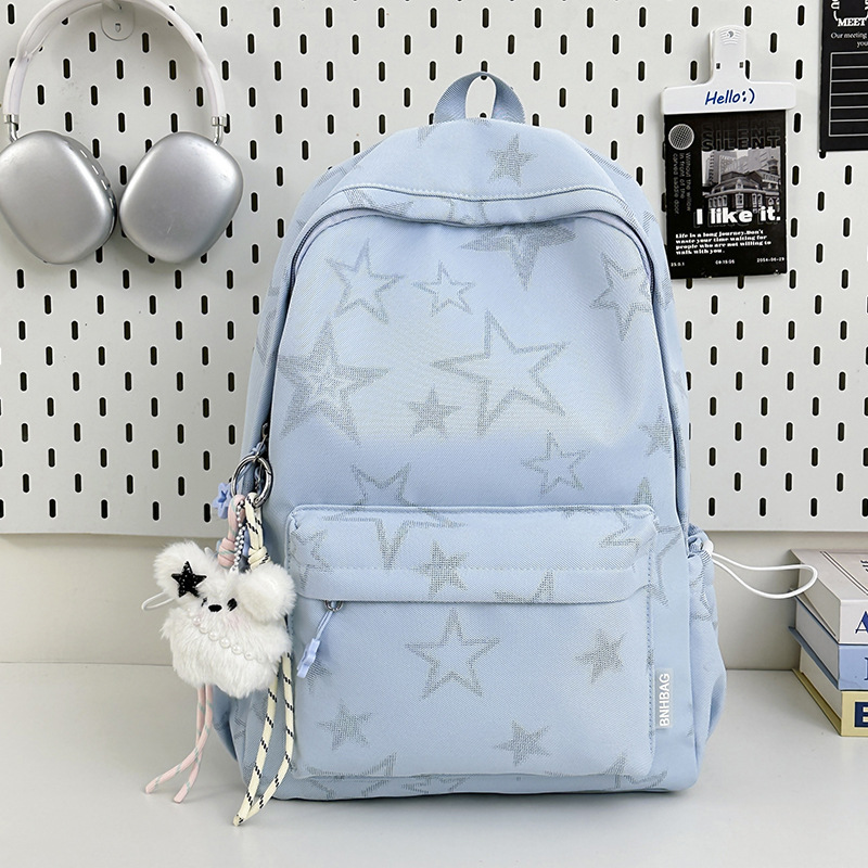 Womens Fashionable Star-Print High-Capacity Backpack For Students
