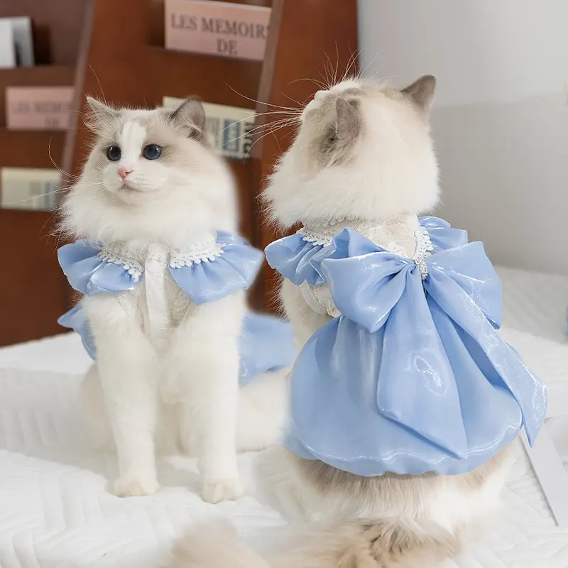 Cat Clothes Princess-style Sparkly Big Bow Dress