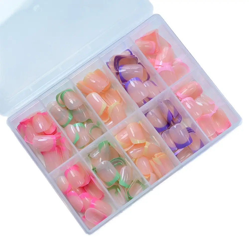 Cross-border 240-piece Boxed Set Of 5-color Short Square Nail Tips