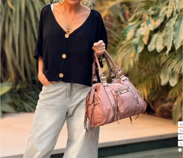 European And American Loose Casual Knitted Cardigan V neck Buttons Women's Top Black - Shop at LoveMi