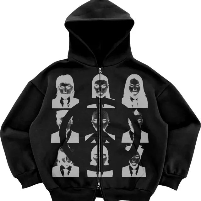 Street Hipster Hooded Sweater Women's Loose Zipper Hooded 1 L - Shop at LoveMi