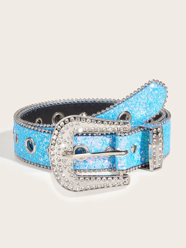 Women's Fashion Personalized Sequins Jeans Belt S Code Sky Blue - Shop at LoveMi
