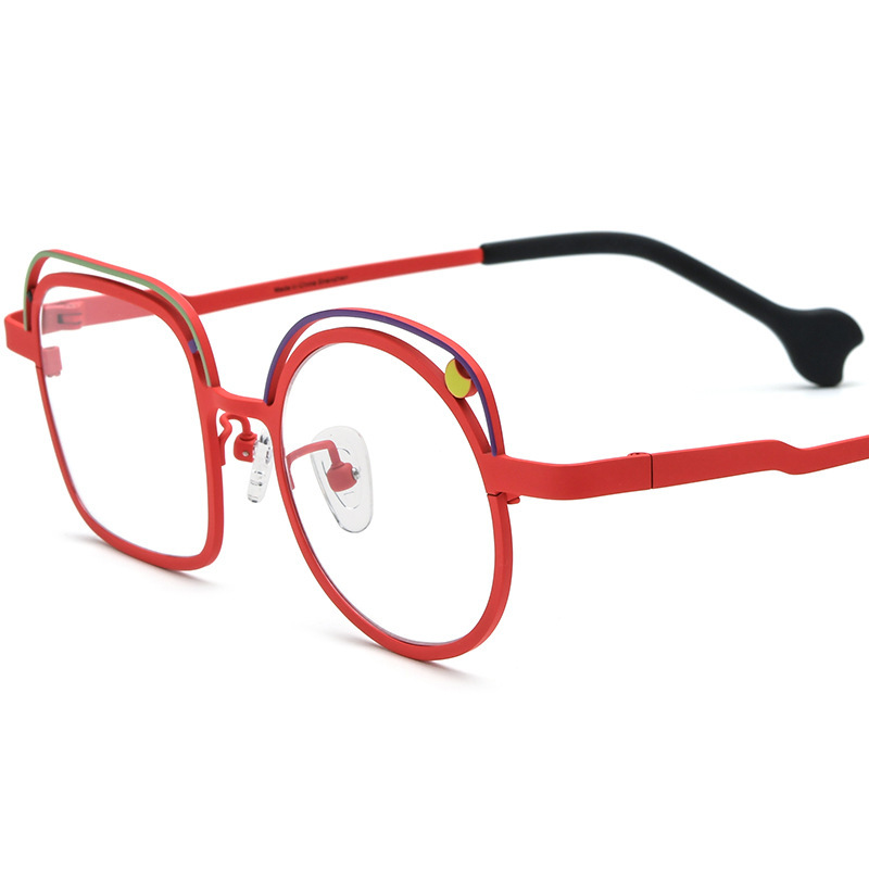 Women's Colored Ultra-light Pure Titanium Irregular Myopia Glasses - Image 3