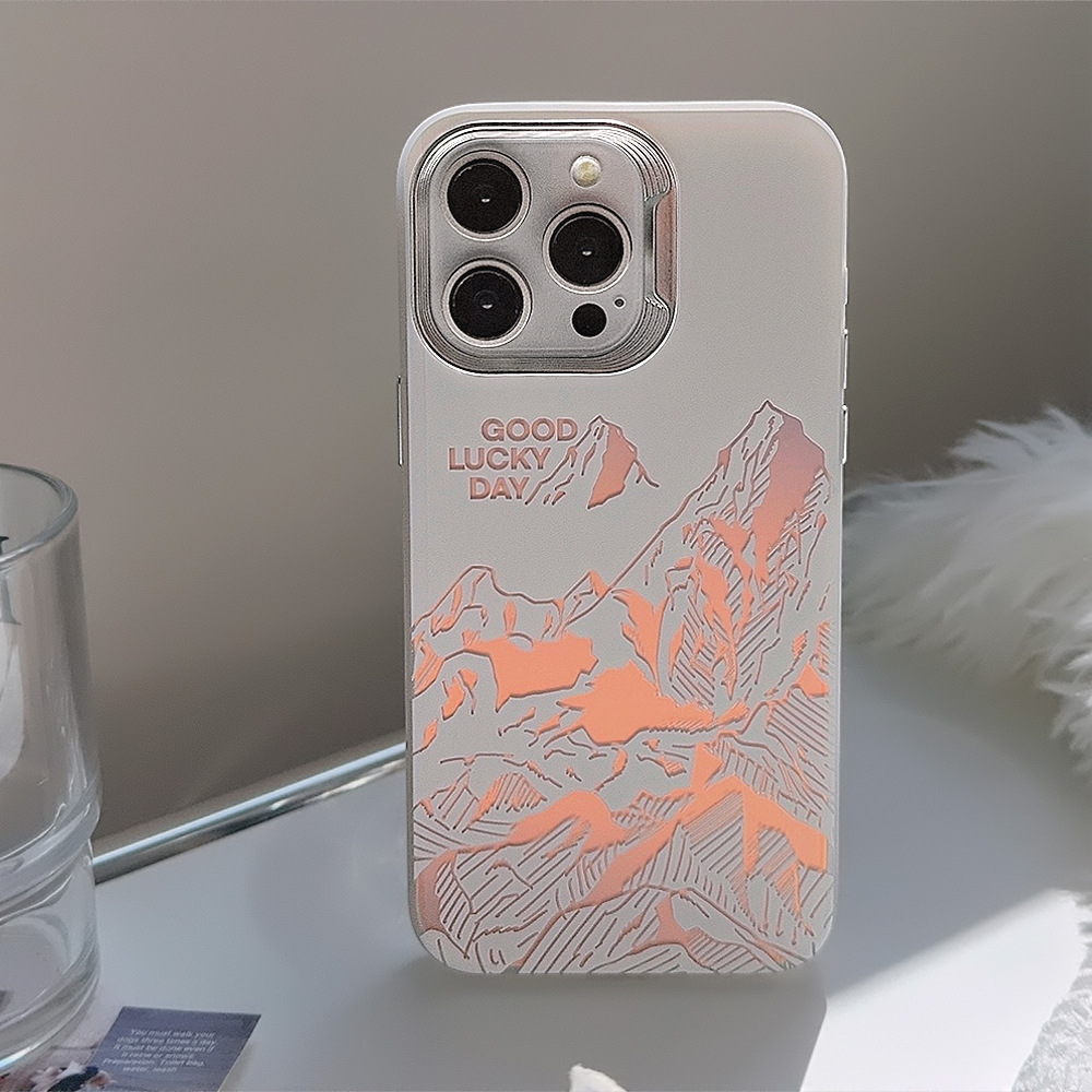 Laser Sunset Golden Mountain themed Phone Case With Electroplating