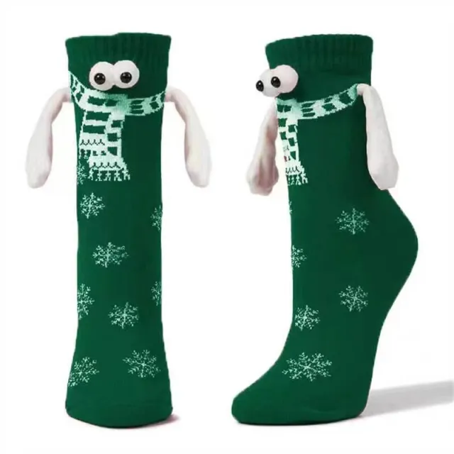 Couple Magnetic Handle Cute Hand Socks Christmas Green - Shop at LoveMi