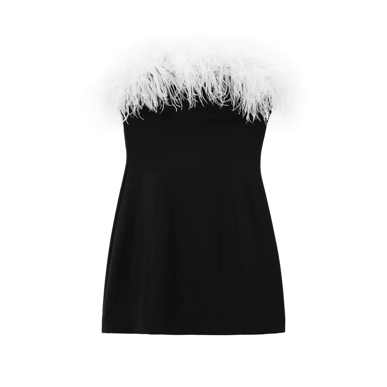 Title 5, Off-neck Elastic Hot Girl Feather Decoration Dress