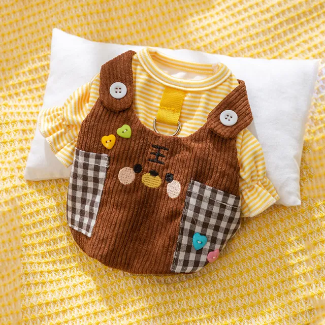Autumn And Winter Dog Small Animal Two legged Overalls Suit Lomi Brown Tiger - Shop at LoveMi