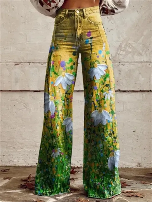 Plus Size Women's Casual Thin Wide Leg Imitation Jeans 12 Style 3Xl - Shop at LoveMi
