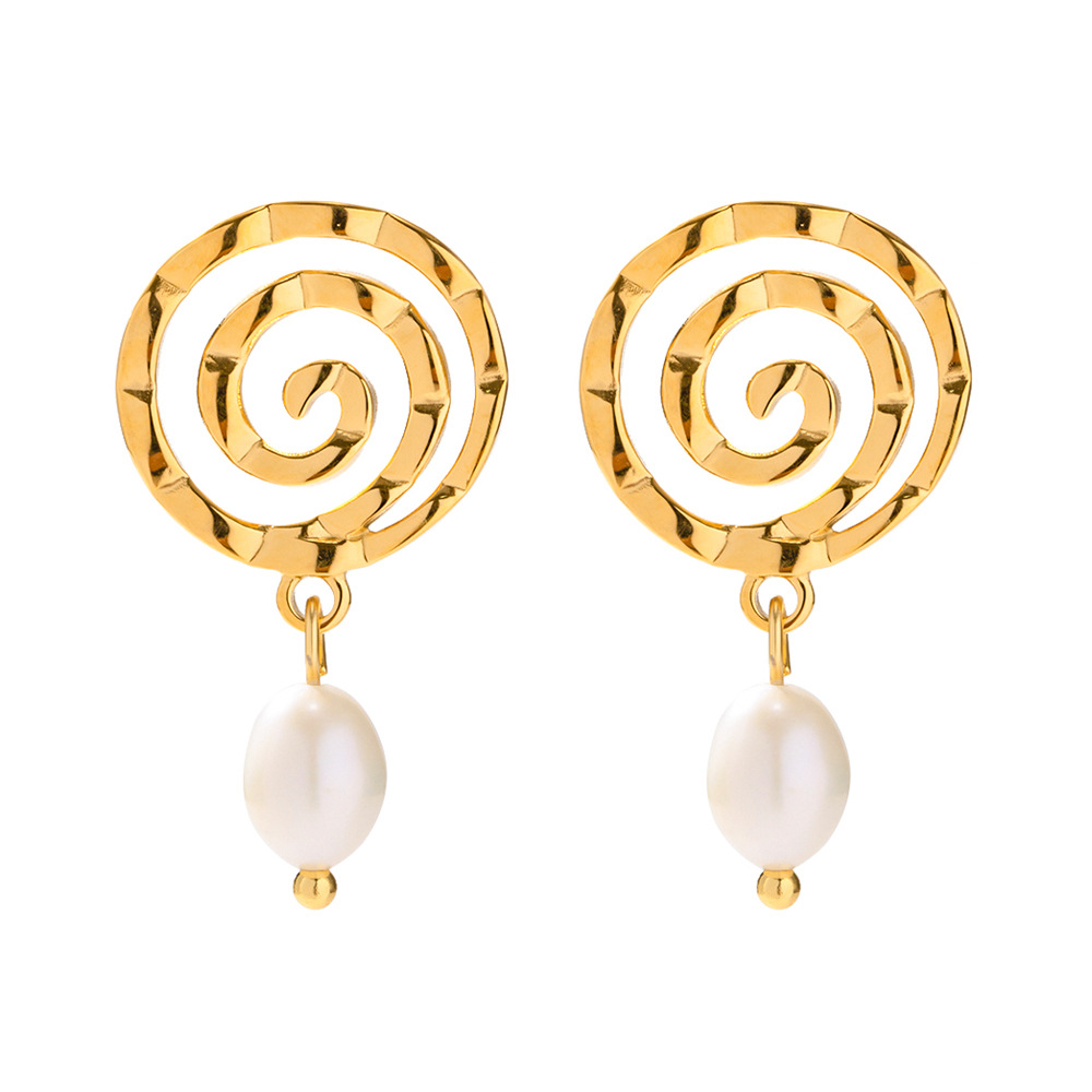 Women's Versatile Steel Fresh Water Pearl Earrings