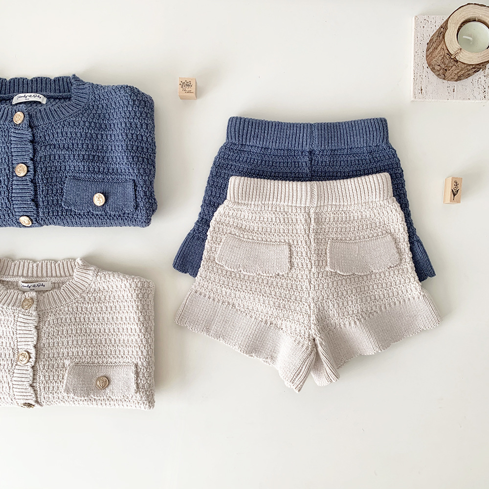 Round Neck Shorts Knitting Suit