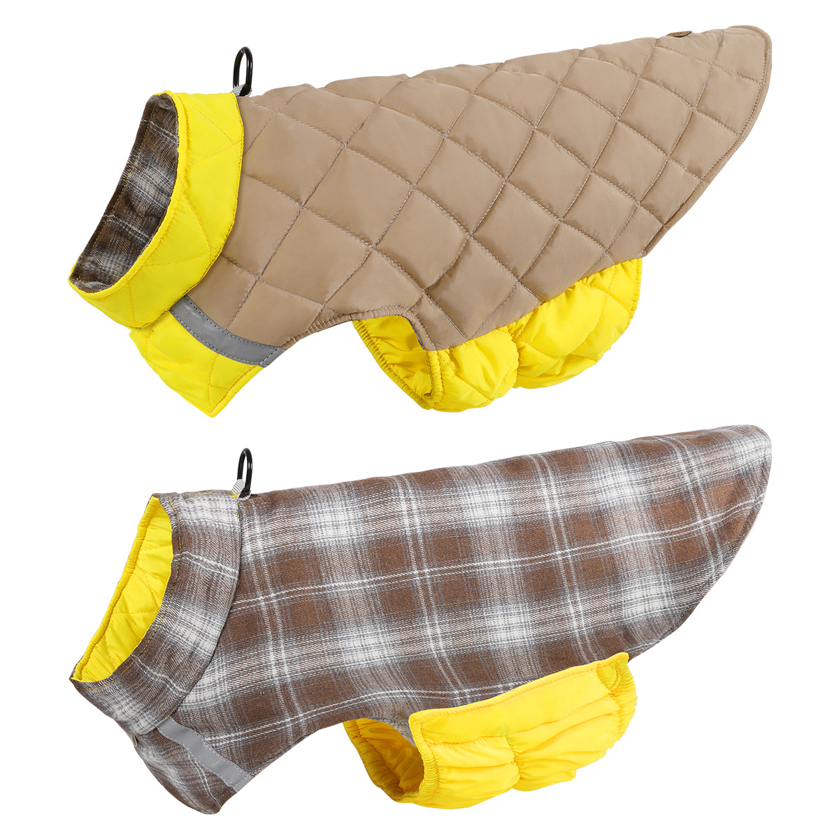 Dog Clothes For FallWinter Double-Sided Pet Apparel Reflective Plaid Dog Vest Pet Dog Clothing