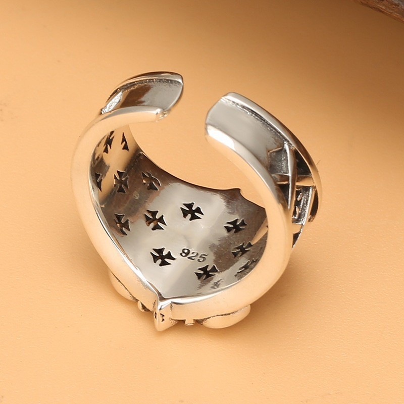 Boat Anchor Open Ring Checkered Design Mechanical Vintage Style For Men