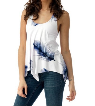 Women's Backless Lace-up Leaf Print Top