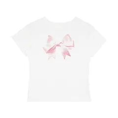Women's Clothing American Printed Short T-shirt - White - View 1