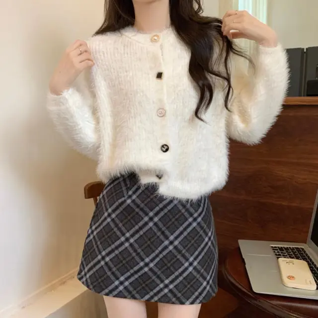 Soft Glutinous Mink Sweater Coat Women's Loose White - Shop at LoveMi