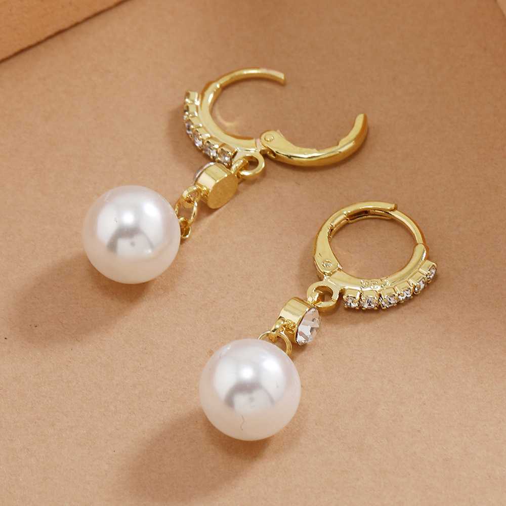 Fashion Earrings Pearl Diamond