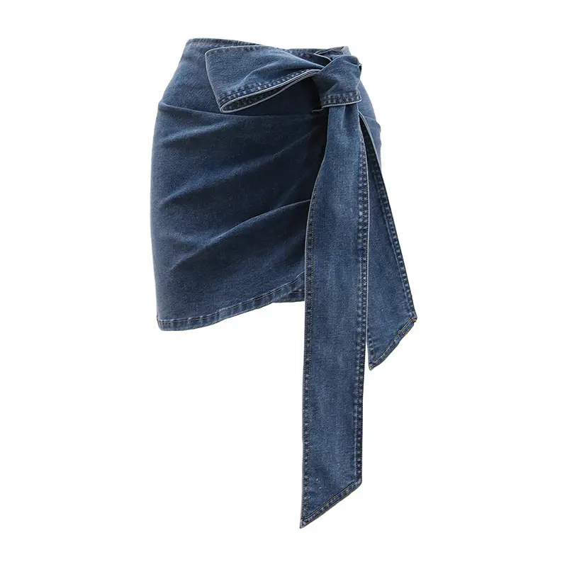 Three-dimensional Floral Patchwork Slimming Denim Skirt