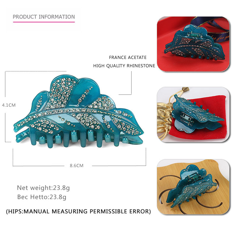 Acrylic Hairpin Leaves Diamond Hair Accessories Grip