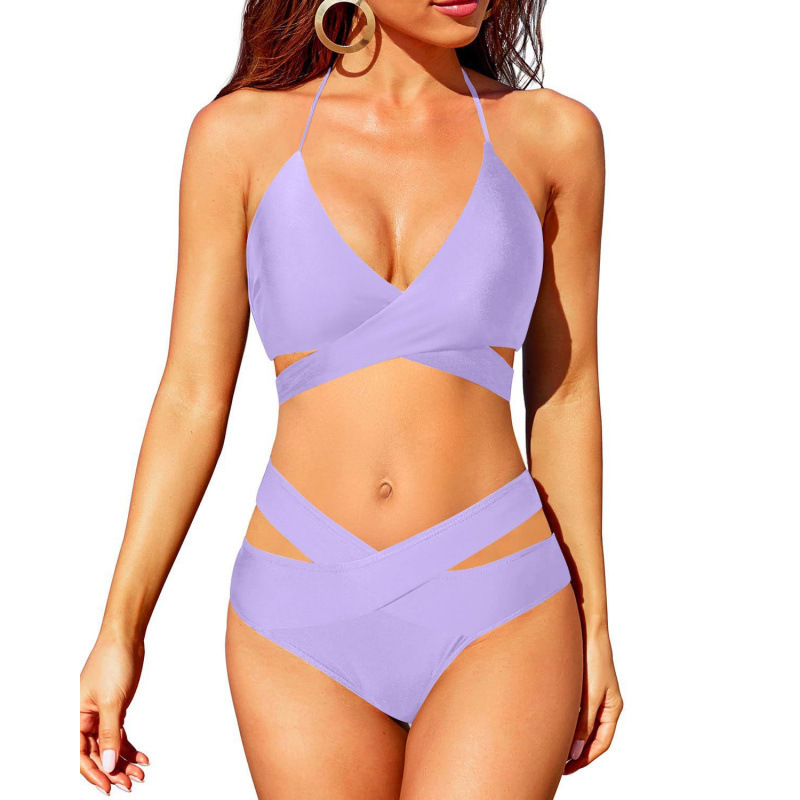 European And American New Women's Split Swimsuit High Waist Bikini