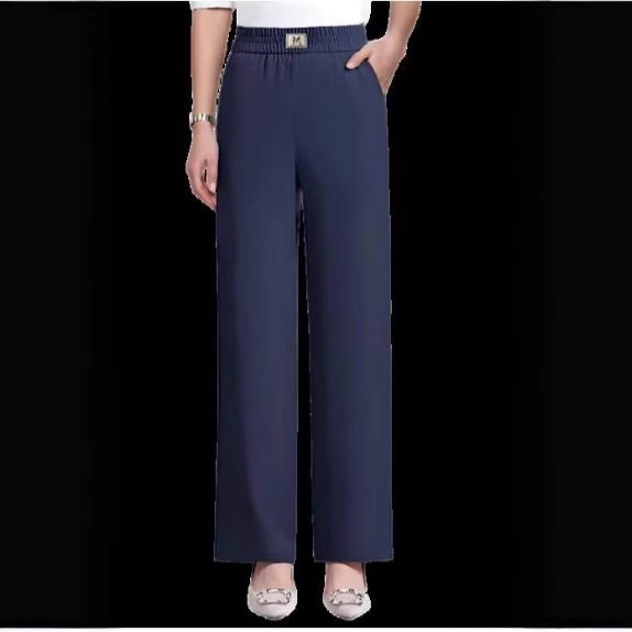 Womens Casual Wide-leg Straight Pants With A Colorful Elastic Waist