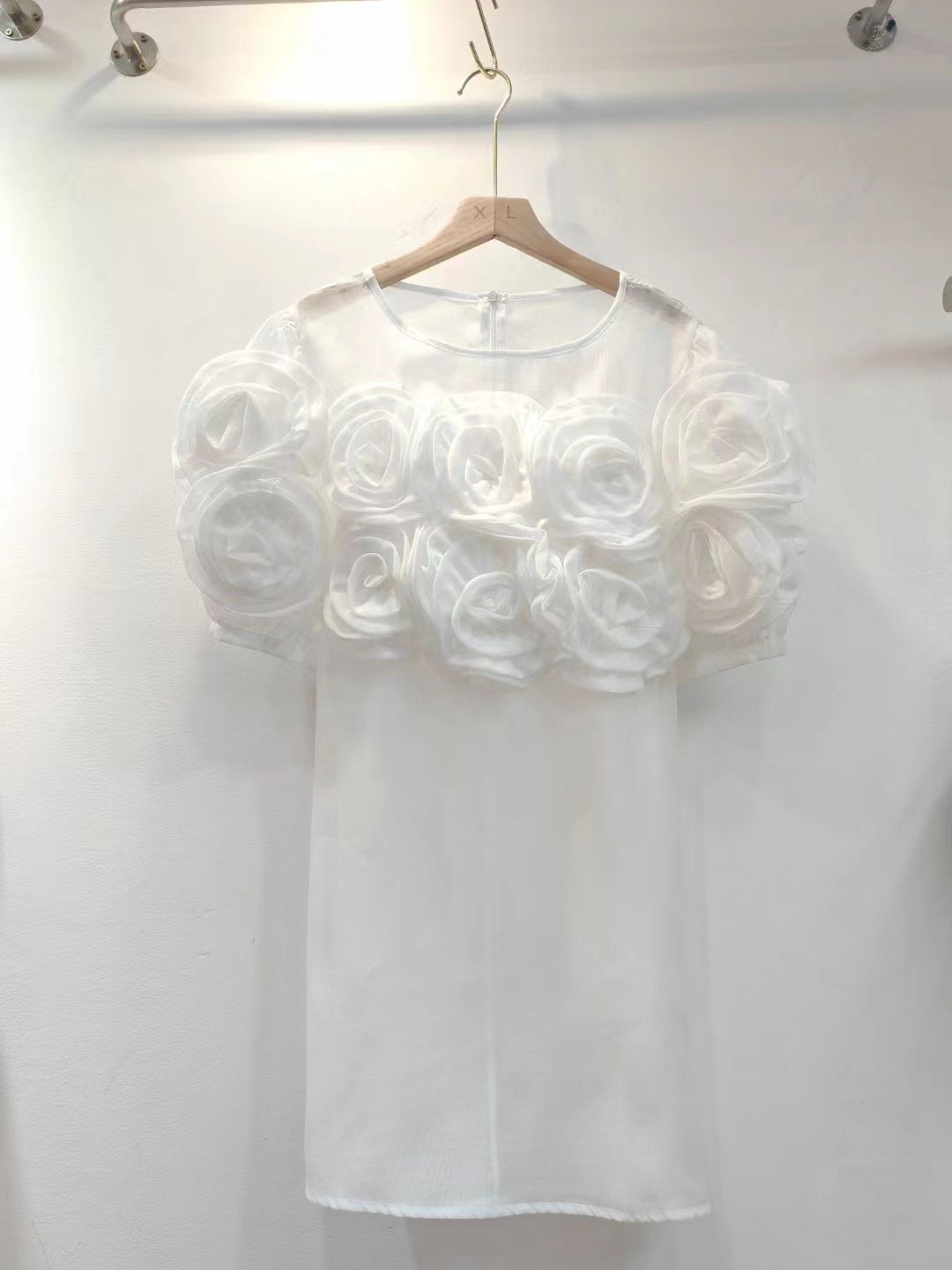 New French Bubble Short Sleeve Shirt Top Women