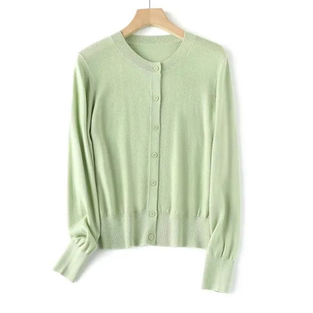 Women's Buckle Round Neck Long Sleeve Soft Knitted Sweater Green - Shop at LoveMi