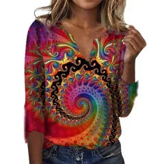 Summer Women's Fashion Gradient Printing Loose T-shit - G107Z263-S - View 1