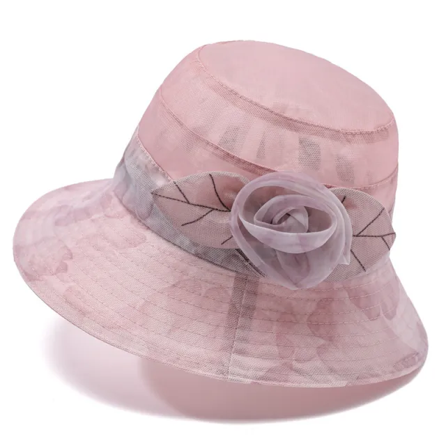 Hat Female Summer Ice Silk Sun Hat Middle aged Mother Sun Protection Pink - Shop at LoveMi