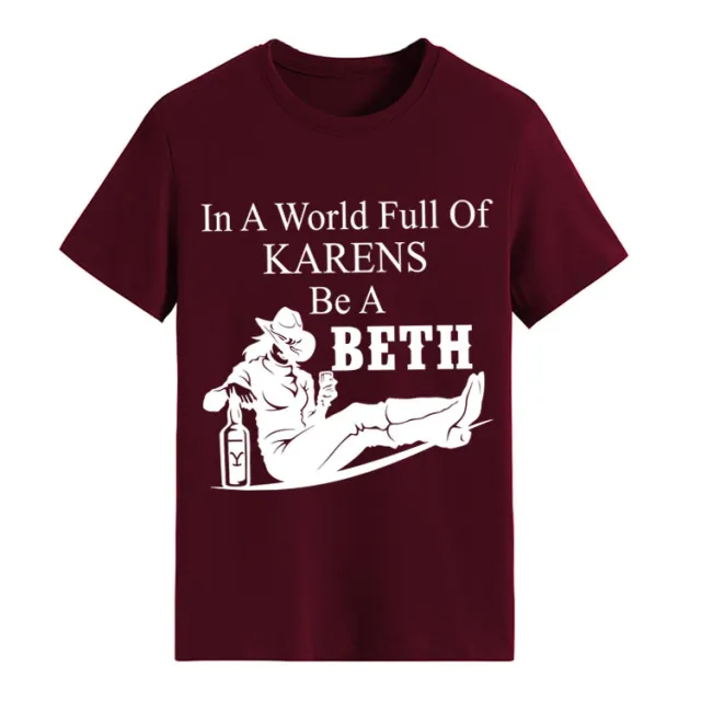 Letter Crew Neck Denim Printing Short Sleeve T shirt Bottoming Loose Women's Clothing Wine Red White Words - Shop at LoveMi