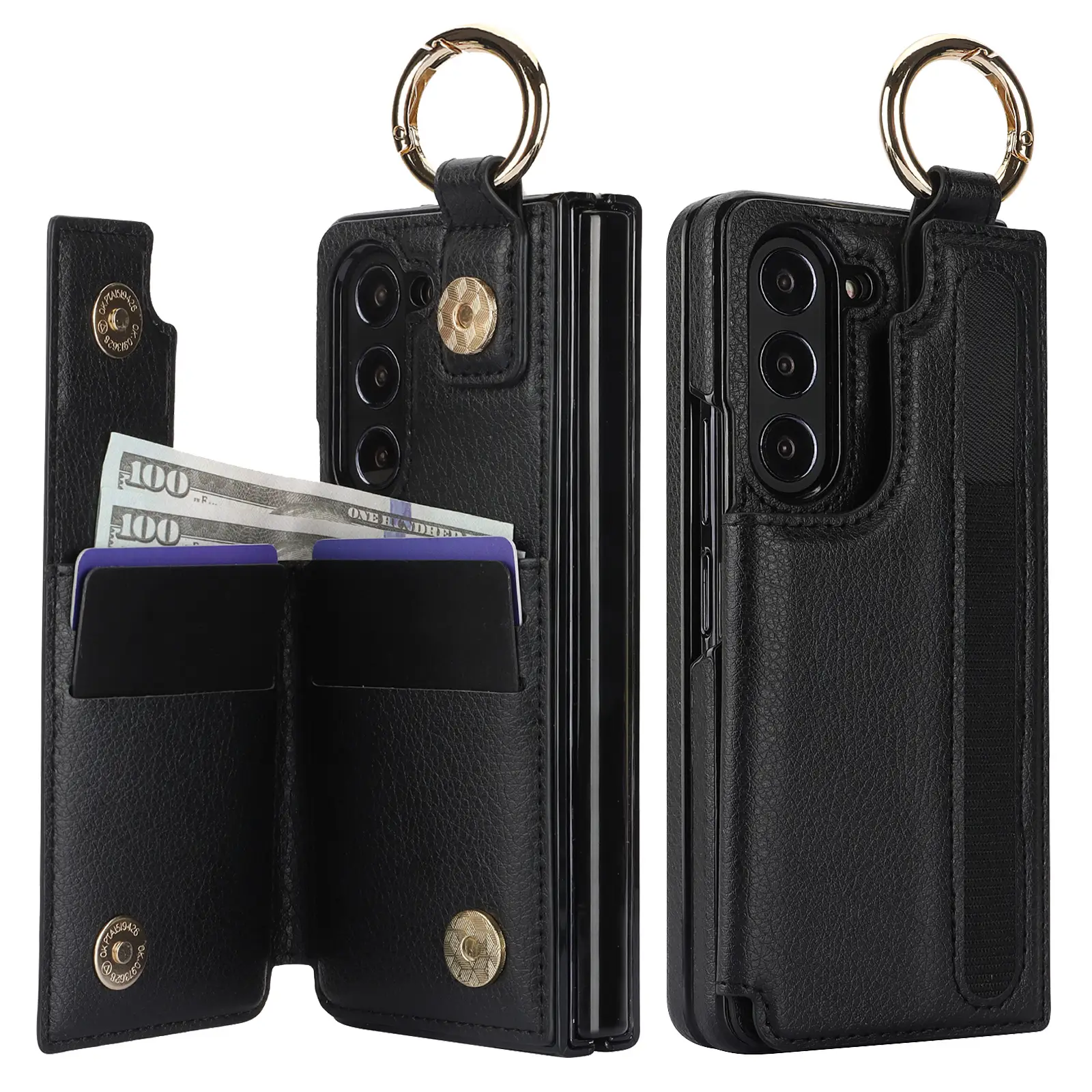 Simple Pen Slot Folding Leather Phone Case