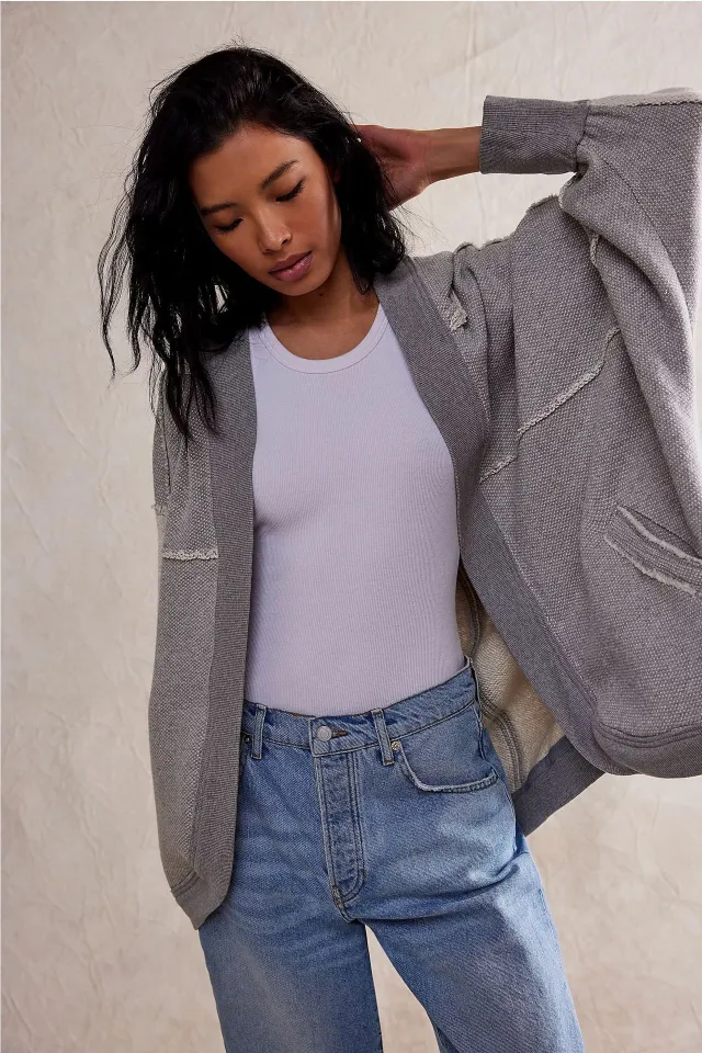 American Retro Sports Hooded Cardigan High grade Sweater Gray In Stock - Shop at LoveMi